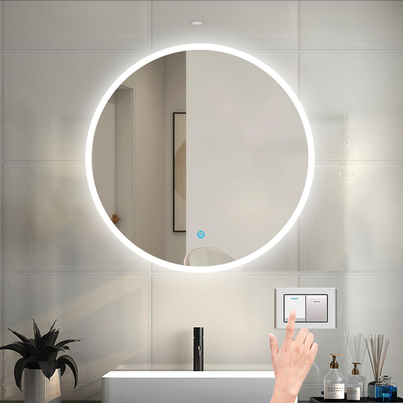 Duschparadies-de - led Spiegel Badspiegel mit Beleuchtung Badezimmer Spiegel Rund mit 3 Lichtfarbe dimmbar 2700k-6500k Speicherfunktion Wandspiegel