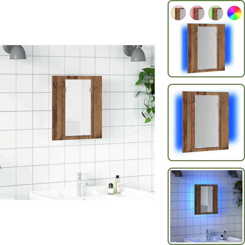LED-Spiegelschrank Altholz-Optik 40x12x45 cm Holzwerkstoff - led Spiegelschrank - led Spiegelschränke - Spiegelschrank - Schminkspiegel