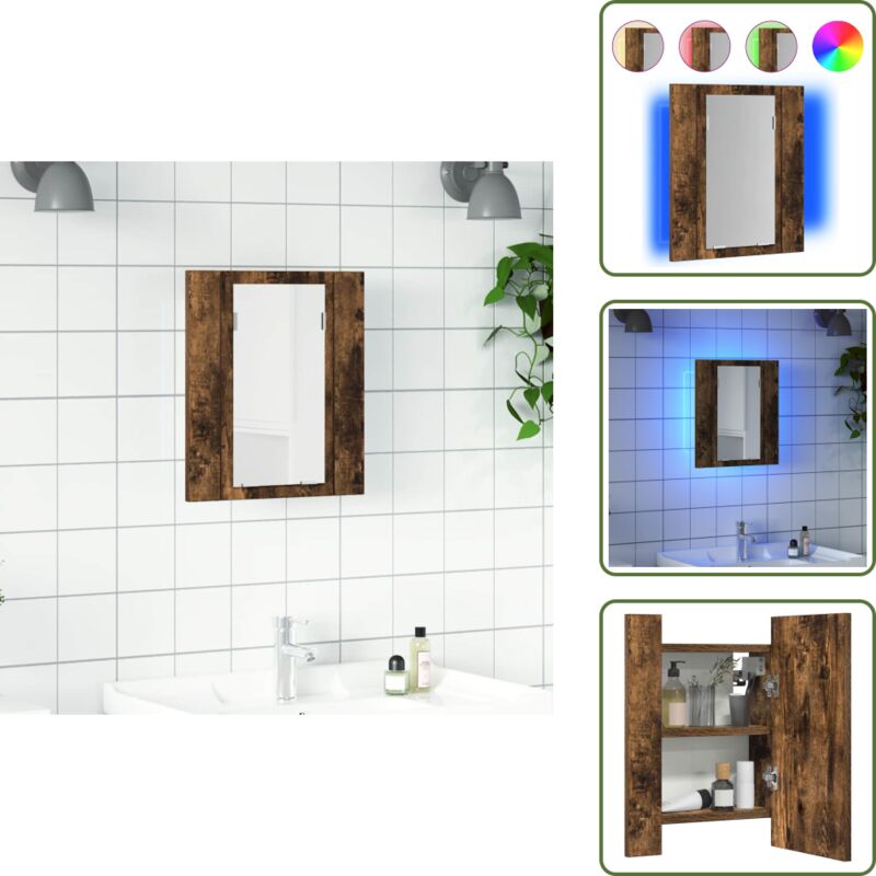 LED-Spiegelschrank Räuchereiche 40x12x45 cm Holzwerkstoff - LED-Spiegelschrank - Badezimmermöbel - Holzwerkstoff - Acryl - Spiegelschrank