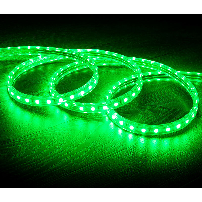 LED Streifen 220V AC 60 LED/m Grün IP65 nach Mass Breite 14mm Schnitt alle 100 cm 2 m