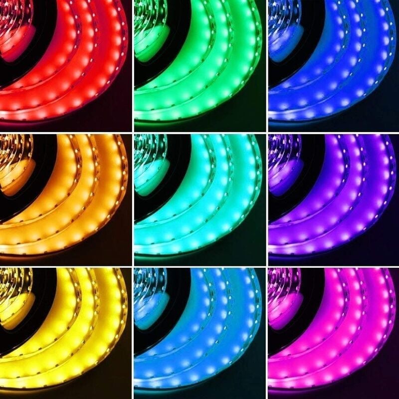 Led Strip Rgb Smd 5050 Adhesive Coil 5 Mt mit Stromversorgung und Fernbedienung 44 Tasten