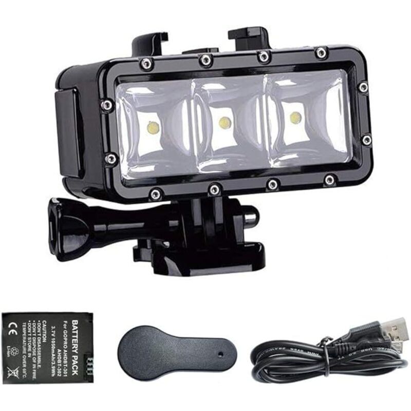 Led Unterwasserlicht, Unterwasserlicht, Licht Wasserdicht, Kompatibel mit Gopro Serie, AKASO, Campark, DJI osmo Action-Kamera,Wasserdicht 147ft (45