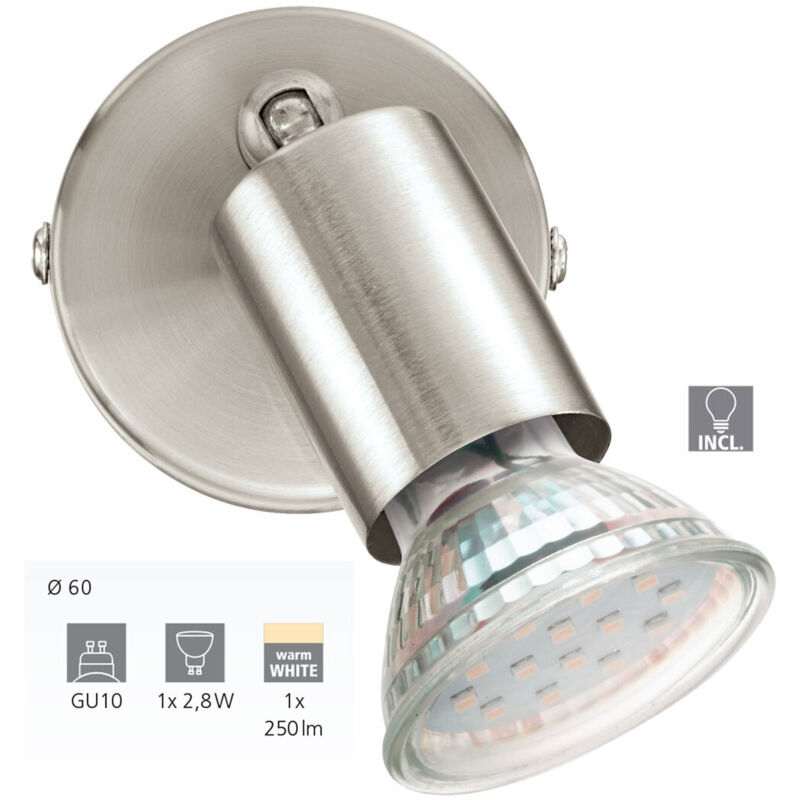 Eglo - 1er led Spot Buzz nickel-matt ø 6 cm GU10 Deckenlampen & Kronleuchter
