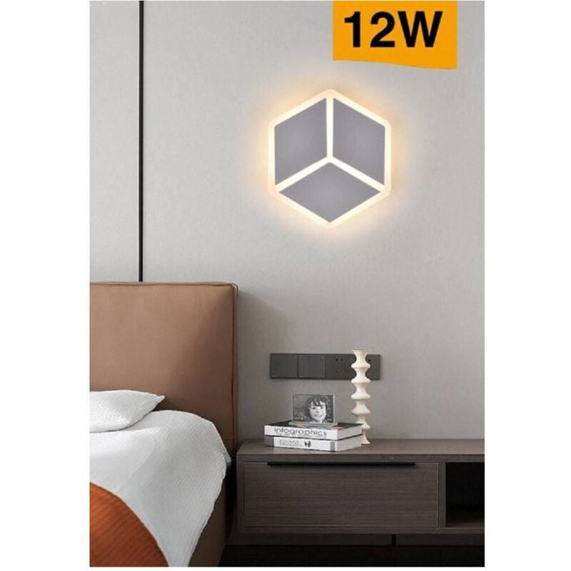 Trade Shop Traesio - Trade Shop - anwendung led muro lampada moderna 12W effetto cubo 3D 3 mode luce AQ11-3C -