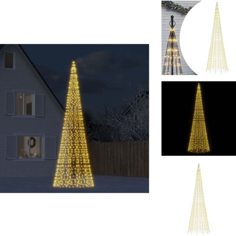 LED-Weihnachtsbaum für Fahnenmast 1534 LEDs Warmweiß 500 cm - LED Weihnachtsbaum - LED Weihnachtsbäume - Weihnachtsbaum Fahnenmast - LED