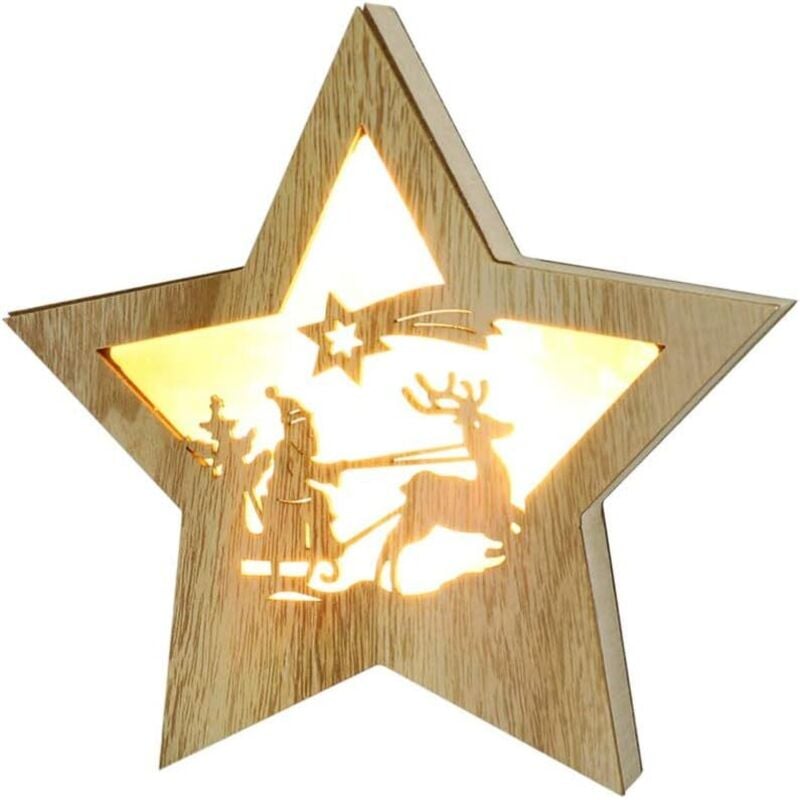 LED Weihnachtsstern Deko Stern Anhänger Holzstern Beleuchtung Leuchtstern Holzstern Weihnachtsdeko Stimmungslicht Baumschmuck Kinderzimmer Deko