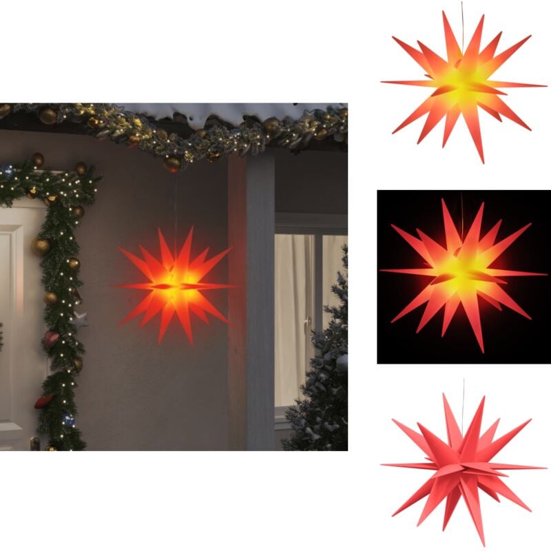 LED-Weihnachtsstern Faltbar Rot 57 cm - Adventsstern - Weihnachtsdeko - Lichterkette - Outdoor Beleuchtung - Indoor Beleuchtung