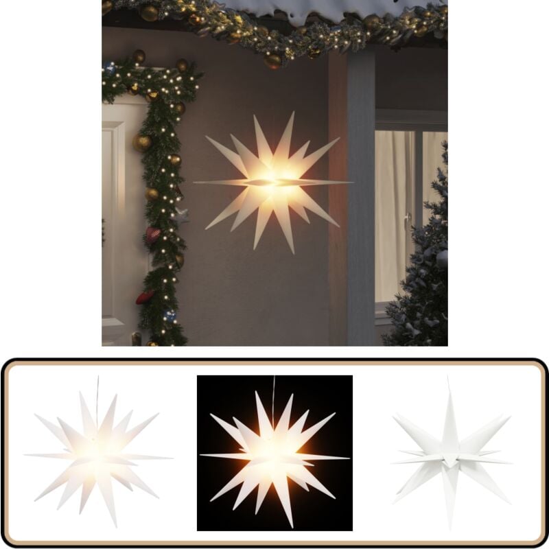 LED-Weihnachtsstern Faltbar Weiß 100 cm - Adventsstern - Weihnachtsdeko - Lichterkette - Outdoor Beleuchtung - Indoor Beleuchtung