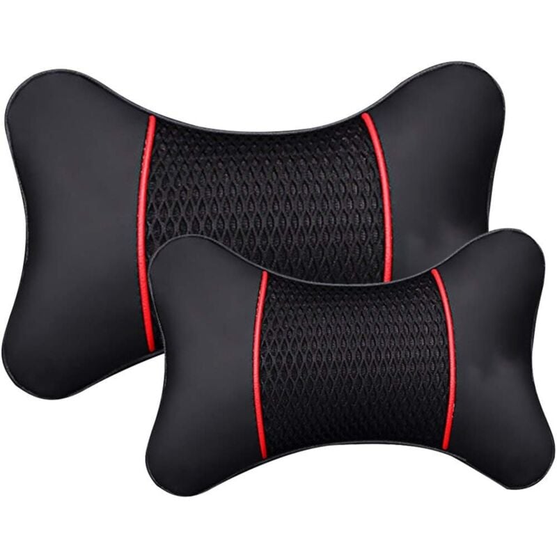 Aougo - Leder Autositz Nackenkissen Schutz Sicherheit Auto Kopfstütze Unterstützung Rückenlehne Kissen Kissen Nackenstütze (28 x 18 cm)