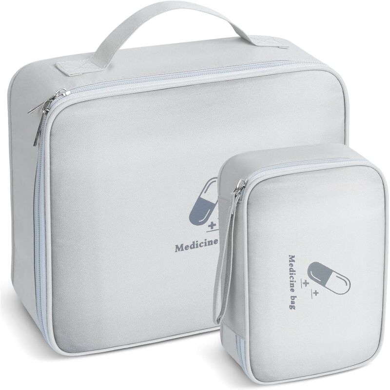 Leeres Erste-Hilfe-Set, 2-teilige wasserdichte Reiseapotheke mit großem Fassungsvermögen, Aufbewahrungstasche für Medikamente für Zuhause, Büro und