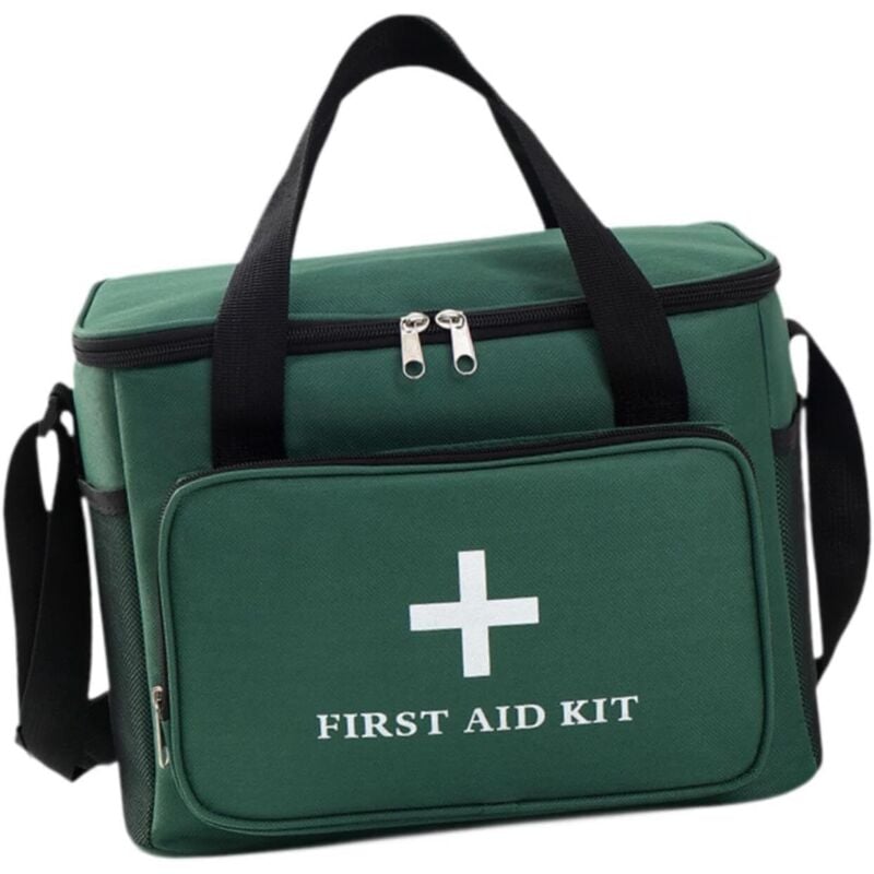 Leeres Erste-Hilfe-Set, großes Fassungsvermögen, leicht, mehrere Taschen, ideal für Outdoor-Aktivitäten und Bootfahren, grün