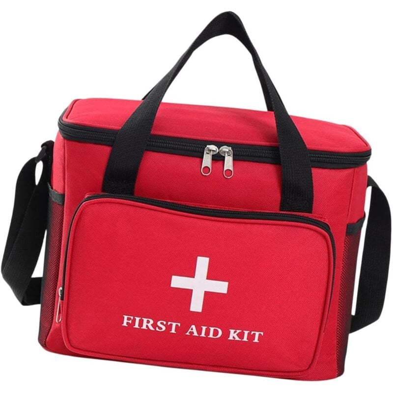 Leeres Erste-Hilfe-Set, großes Fassungsvermögen, leicht, mehrere Taschen, ideal für Outdoor-Aktivitäten und Bootfahren, rot