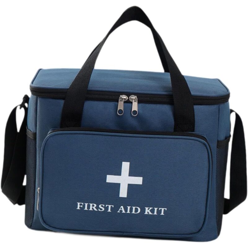 Leeres Erste-Hilfe-Set, großes Fassungsvermögen, leicht, mehrere Taschen, ideal für Outdoor-Aktivitäten und Bootfahren, blau