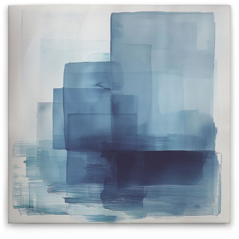 Leinwandbild Aquarell Gemälde M1-No.52108 - Kunstdruck auf Leinwand in Weiß Blau - Wandbild 30 x 30 cm