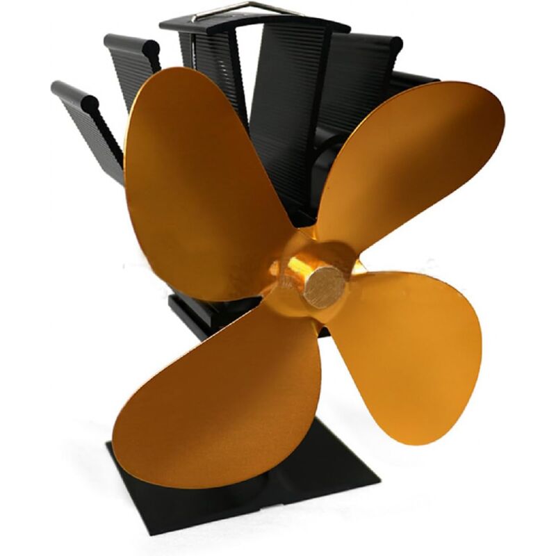 Holzofenventilator, Kaminventilator mit magnetischem Thermometer für Holzofen, 4 wärmebetriebene Flügel, kompatibel mit den meisten Öfen wie Öfen,