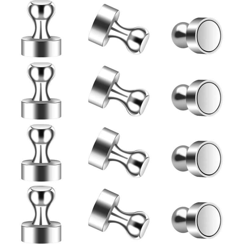 Leistungsstarke 12 kleine Kühlschrankmagnete N52, Magnettafelmagnete 12 x 16 mm für Kühlschrank, Whiteboards, Fotos, Karten, Notizen, Silber