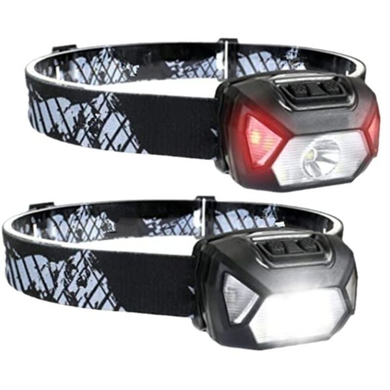 Leistungsstarke wiederaufladbare LED-Stirnlampe, superhelle LED-Stirnlampe, weißes und rotes Licht, 6 Beleuchtungsmodi, IPX4, zum Laufen, Angeln,