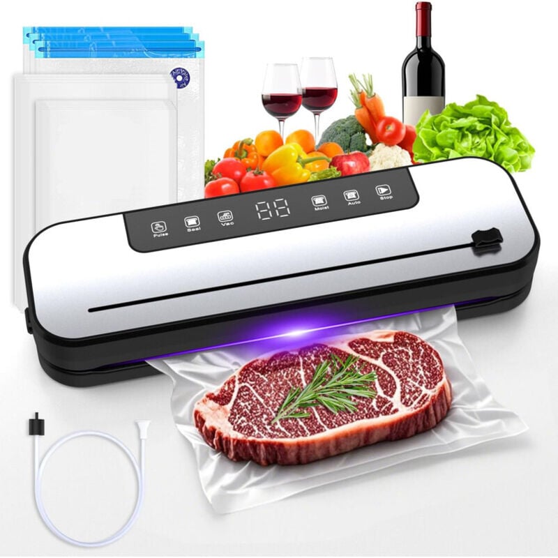Leistungsstarker 75 kPa Vakuumierer, 6-in-1-Automatikgerät zum Konservieren von Lebensmitteln, Sous-vide-Garen, Fleisch, Gemüse sowie für trockene