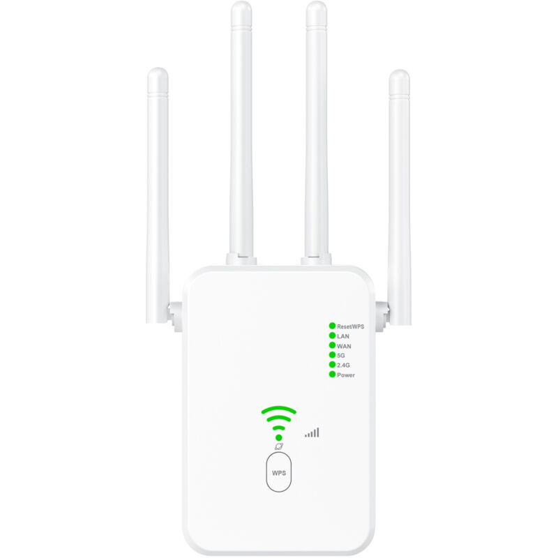 Leistungsstarker WLAN-Repeater, drahtloser WLAN-Verstärker mit WPS, Gigabit-WLAN-Extender, Router-kompatibel, Weiß