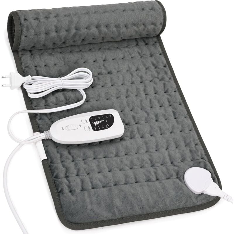 Lendenwirbel-Heizdecke, Heizdecke für Rücken, Nacken, Schultern und Bauch mit automatischer Abschaltung, weicher Flanell, dunkelgrau, 30 x 60 cm
