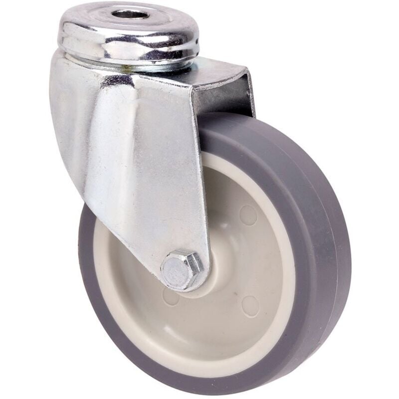 Ruedas Alex - Lenkrad aus Gummi mit glatter Achse und Loch, grau, Tragkraft 50 kg, ø 6 cm