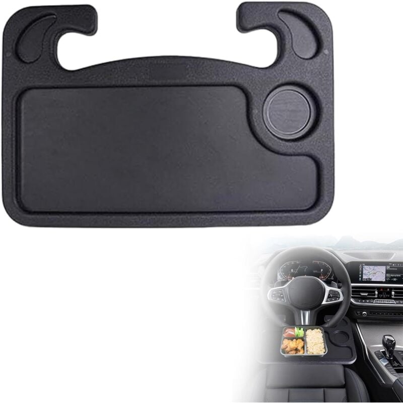 Lenkradablage – Tragbar und multifunktional – Zum Arbeiten am Laptop, Essen, passend für die meisten Fahrzeuge – Schwarz