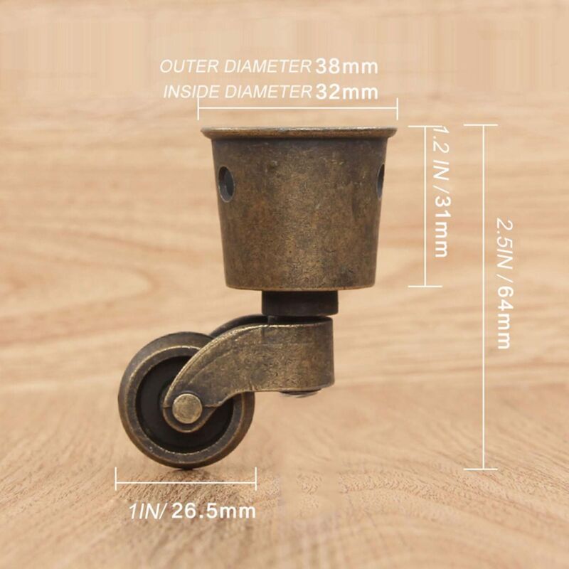 Lenkrollen aus massivem Messing mit Schraubbefestigung – Antiker Vintage-Stil – 1 Stück – Universelle Möbelrollen für Sofas und Tische – Bronze A