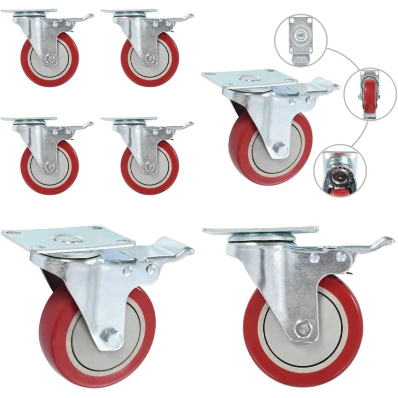 Vidaxl - Lenkrollen mit Bremsen 4 Stk. 100 mm - Rollensatz - Lenkrollen - Möbelrollen - Doppelbremse - Industrierollen - Home & Living