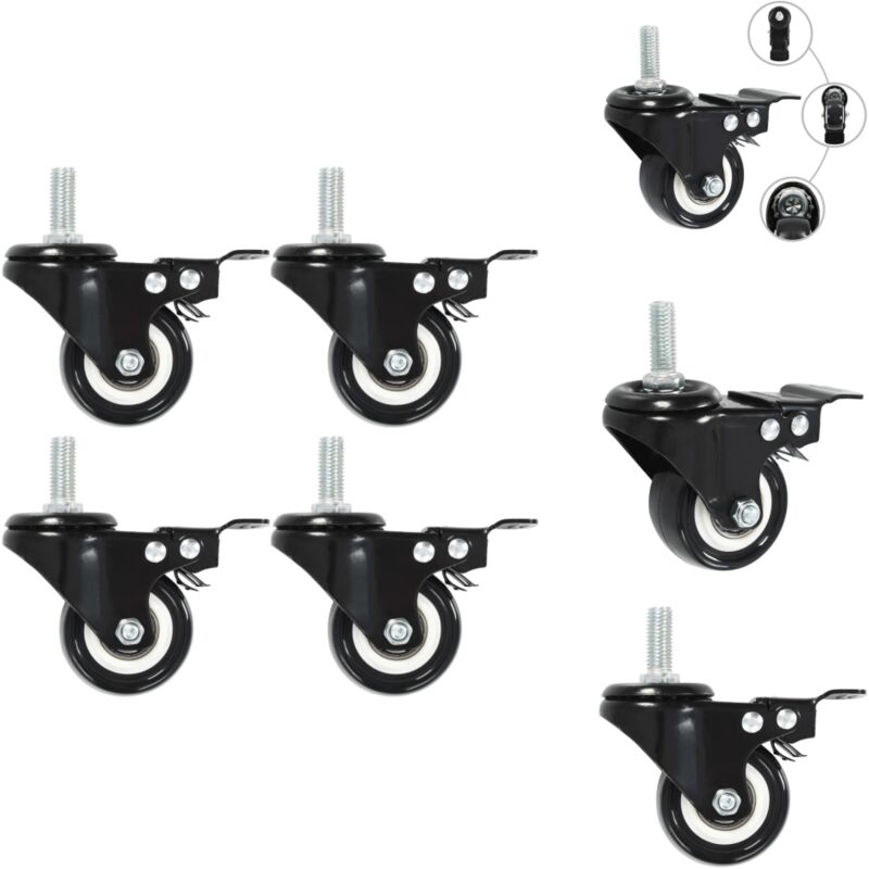 Vidaxl - Lenkrollen mit Bremsen 4 Stk. 50 mm - Lenkrolle - Lenkrollen - Schwenkrolle - Schwenkrollen