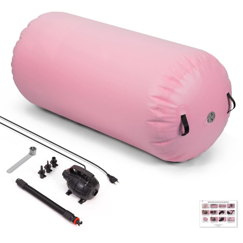 Air Roller 120cm Aufblasbare Air Barrel Gymnastik Tumbling Matten, Airspot Gymnastikmatte mit Pumpe, Gymnastik Turnmatte Trainingsmatte Zylinder für