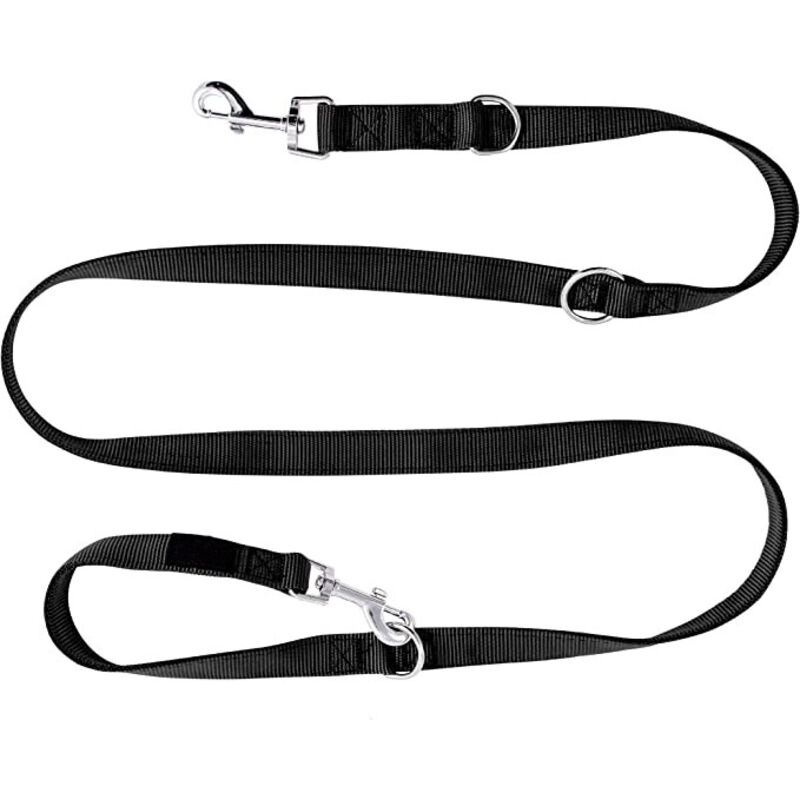 Erziehungsleine für Hunde in Graphitschwarz, stark und verstellbar in 3 verschiedenen Längen (2,51,55m) Hundeleine, Doppelleine, geflochten,