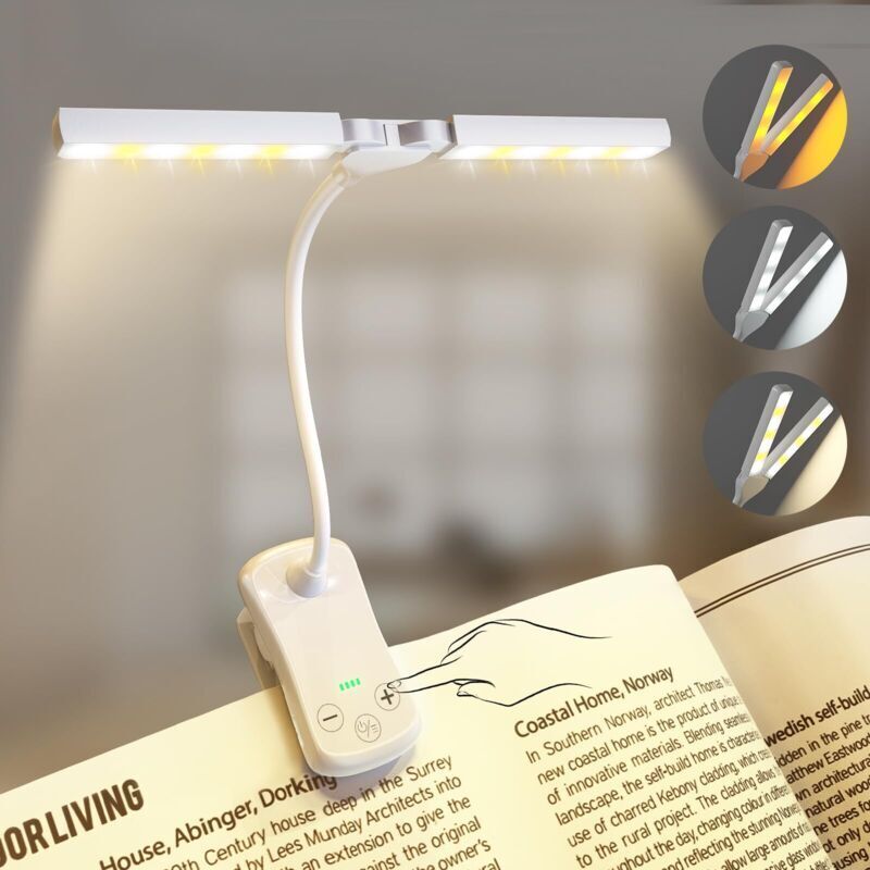 Leselampe, 14 LEDs mit Touch-Steuerung, 3 Farben und 8 Helligkeitsstufen, wiederaufladbare Leselampe, tragbare Leselampe für Bücher