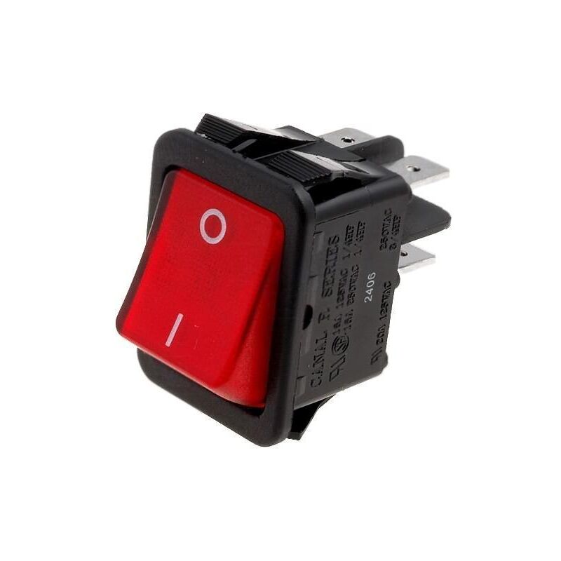 Leuchtender bipolarer Wippschalter ROT ROT AUS-EIN 16A/250Vac