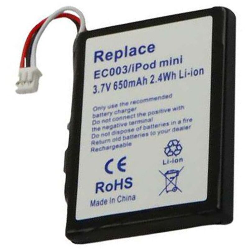 Li-Ion-Batterie - AVIZAR - iPod Mini 1G/2G - 650mAh - 3,7V - Schwarz