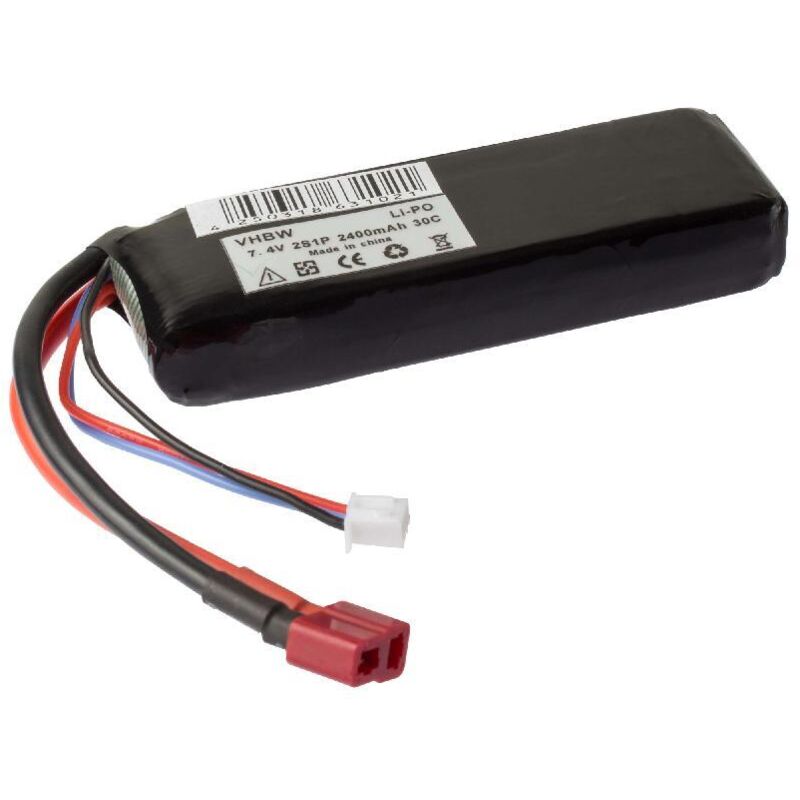 Vhbw Akku kompatibel mit awg 12 / awg 22 Stecker für Modellbau (2400mAh, 7,4V, Li-Polymer)
