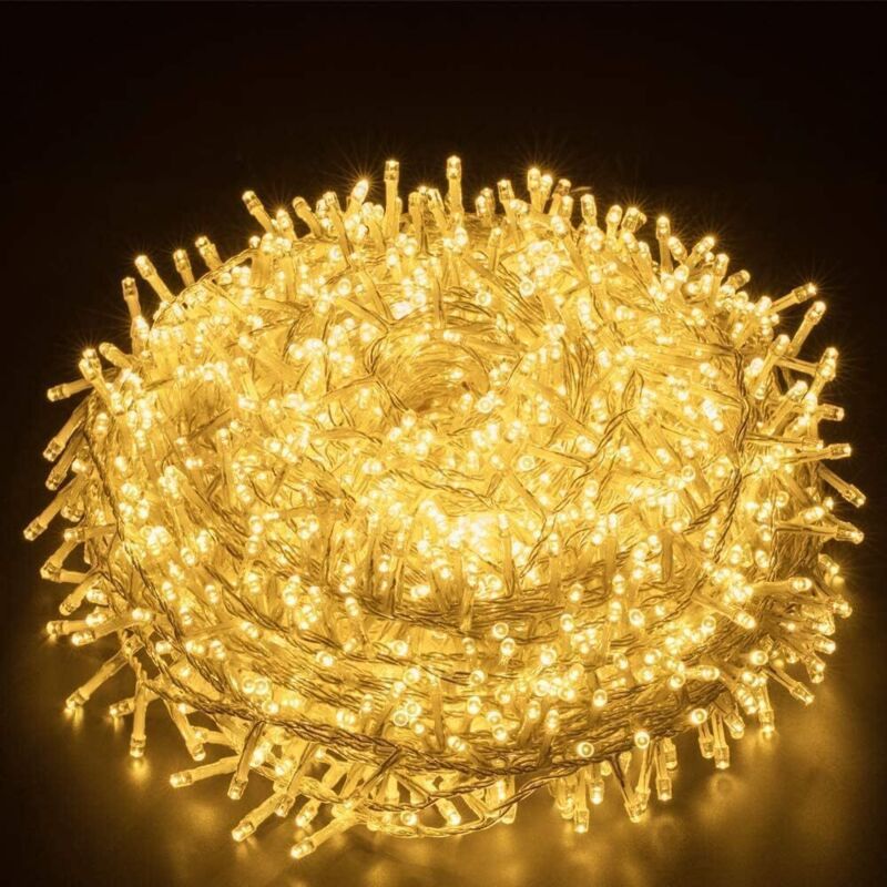 Lichterkette, 100 m, 1000 LEDs, Weihnachtsbaum-Lichterkette mit 8 Beleuchtungsmodi für Weihnachtsbaum, Party, Garten (warmweiß)