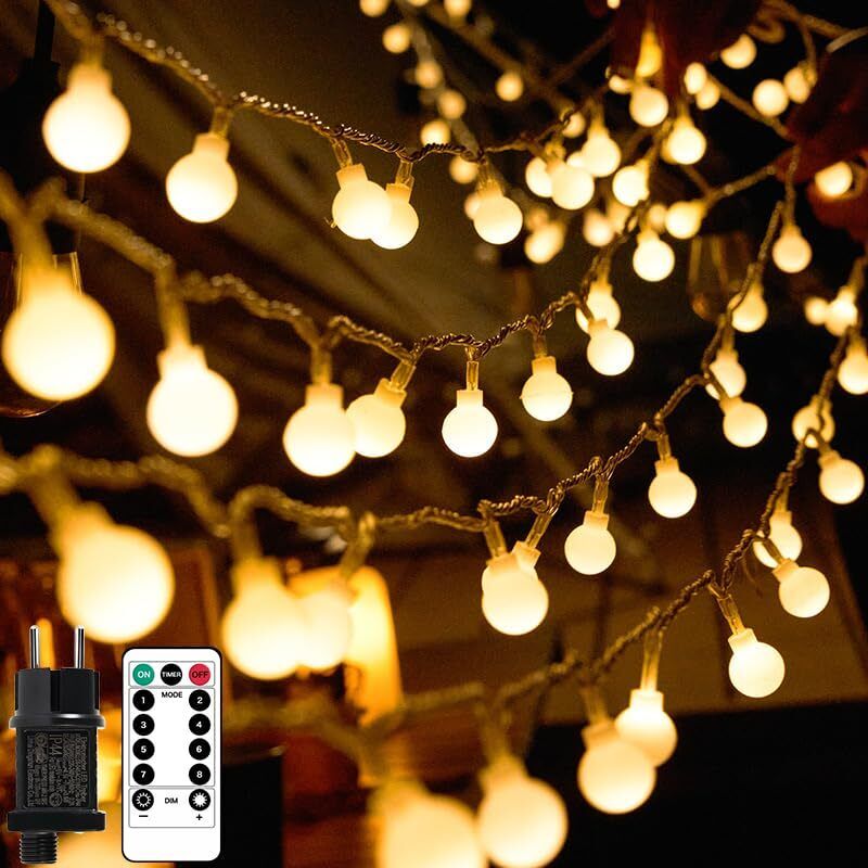 Lichterkette, 20 m, 150 LEDs, für den Innen- und Außenbereich, mit Stecker, dekorative Lichterkette für Kinderzimmer, Balkone, Garten, Weihnachtsbaum