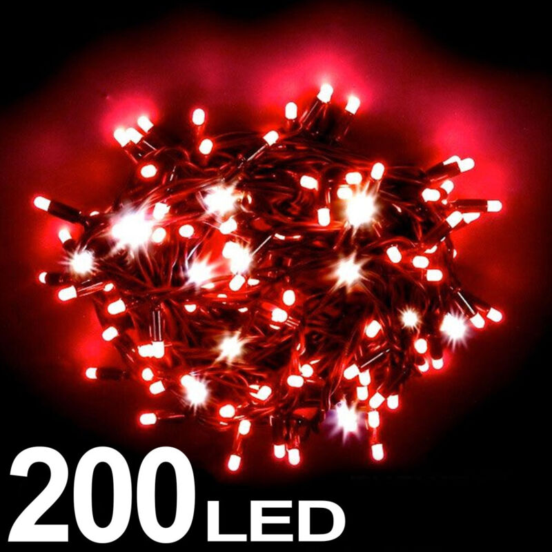 Trade Shop Traesio - Trade Shop - lichterkette 200 led-leuchten glühwürmchen rot mit controller 8 funktionen -
