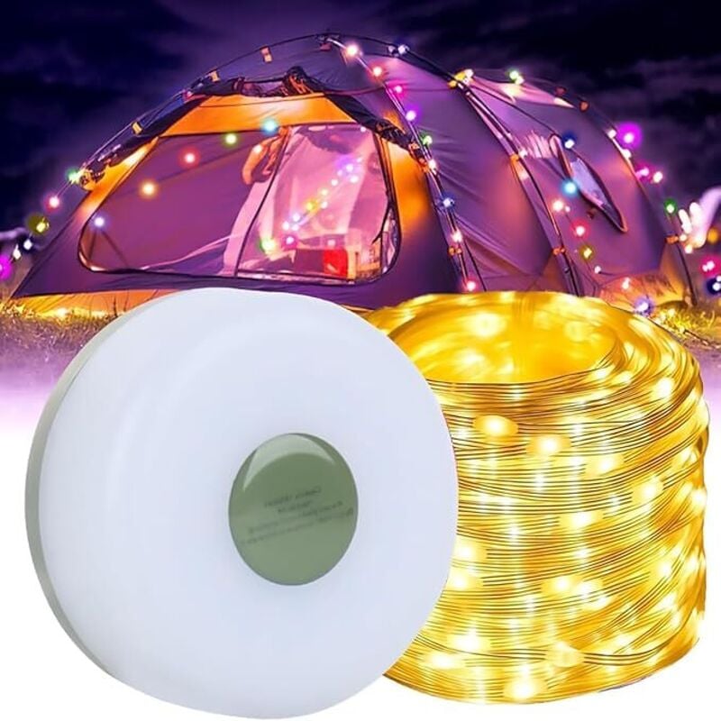 Lichterkette für drinnen und draußen, wasserdicht, 30 LEDs, Camping-Lichterkette mit 8 m langer Lichterkette mit 5 Modi für Weihnachtsbaum, Garten,