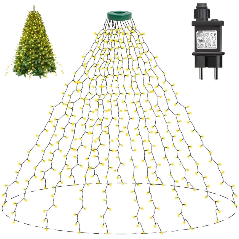Linghhang - Lichterkette für Weihnachtsbaum, 2 m x 16, 400 LEDs (1 – 2,4 m), 8 Modi, Weihnachtsdekoration für Haus, Garten, Terrasse (Warmweiß)