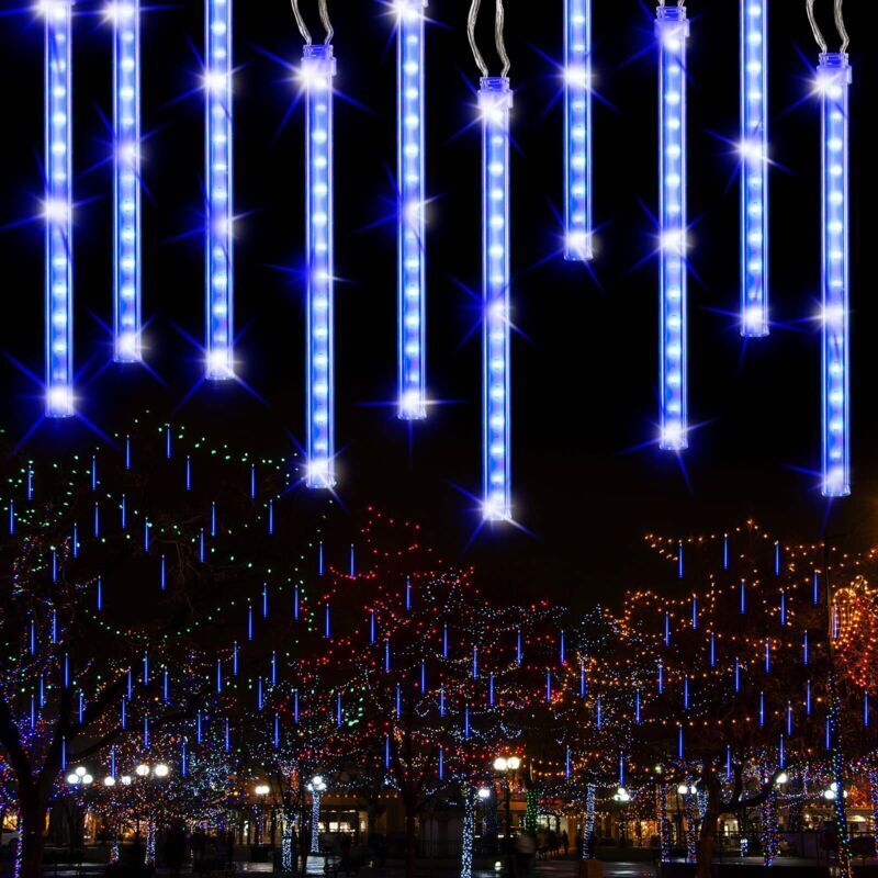Lichterkette „Meteorregen“ für den Außenbereich, 240 LEDs, 30 cm, 10 Röhren, wasserdicht (IP44), geeignet für Weihnachtsbaum, Garten, Hochzeit, Party