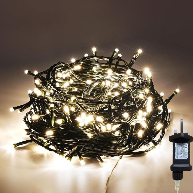 Lichterkette mit 100/200/300/400 LEDs, 8 Modi, Timer-Lichterkette für das Schlafzimmer, zum Einstecken, warmweiß, für den Außenbereich, Garten,