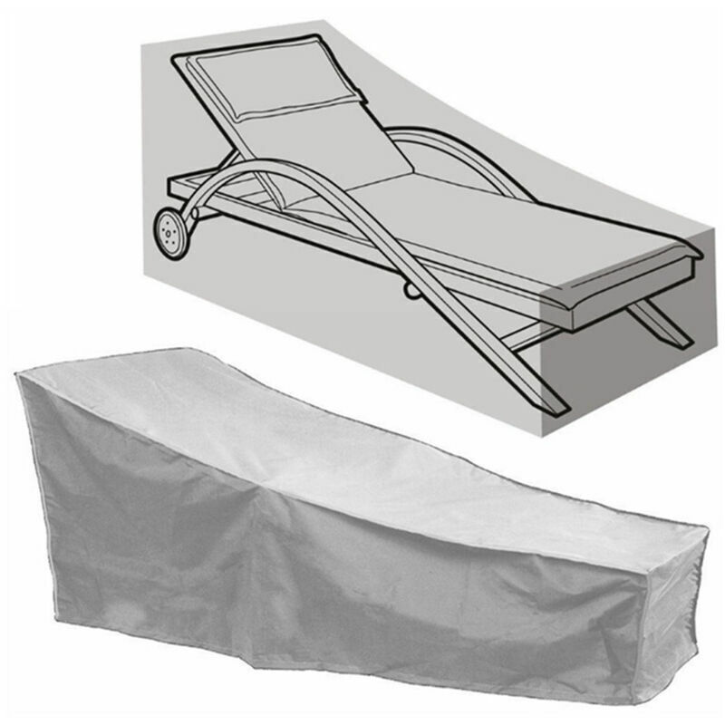 Liegestuhl-Abdeckung, wasserdichte Schutzhülle für Garten-Liegestuhl, 208 x 76 x 41/79 cm