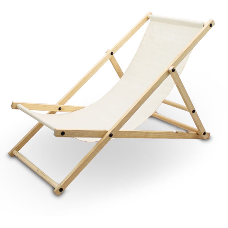 Bituxx - Liegestuhl Sonnenliege Gartenliege Holzliege Strandliegestuhl Campingstuhl Holz Klappbar (Beige)