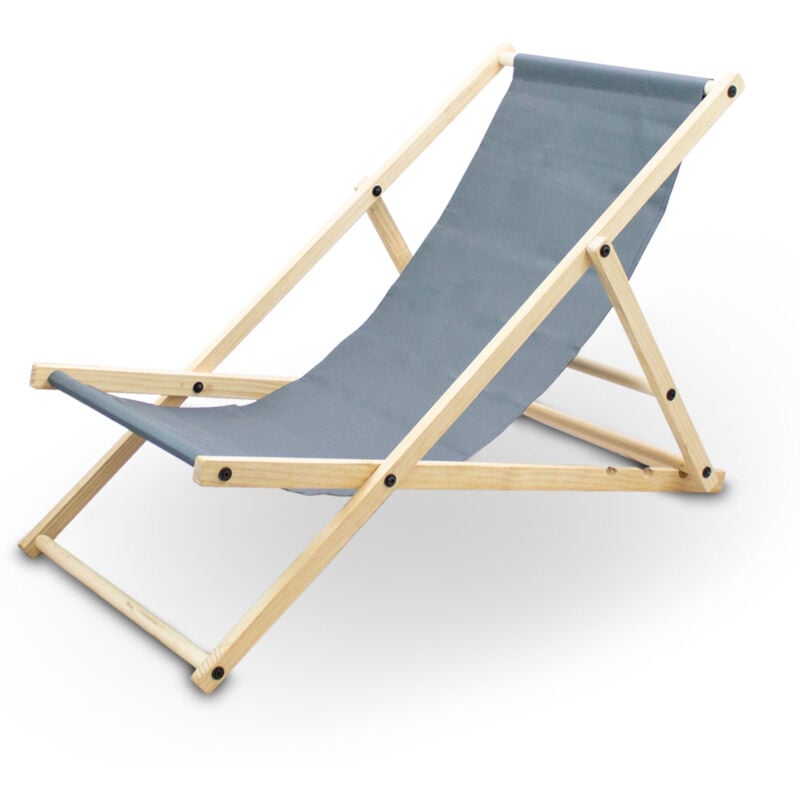 Liegestuhl Sonnenliege Gartenliege Holzliege Strandliegestuhl Campingstuhl Holz Klappbar (Anthrazit)