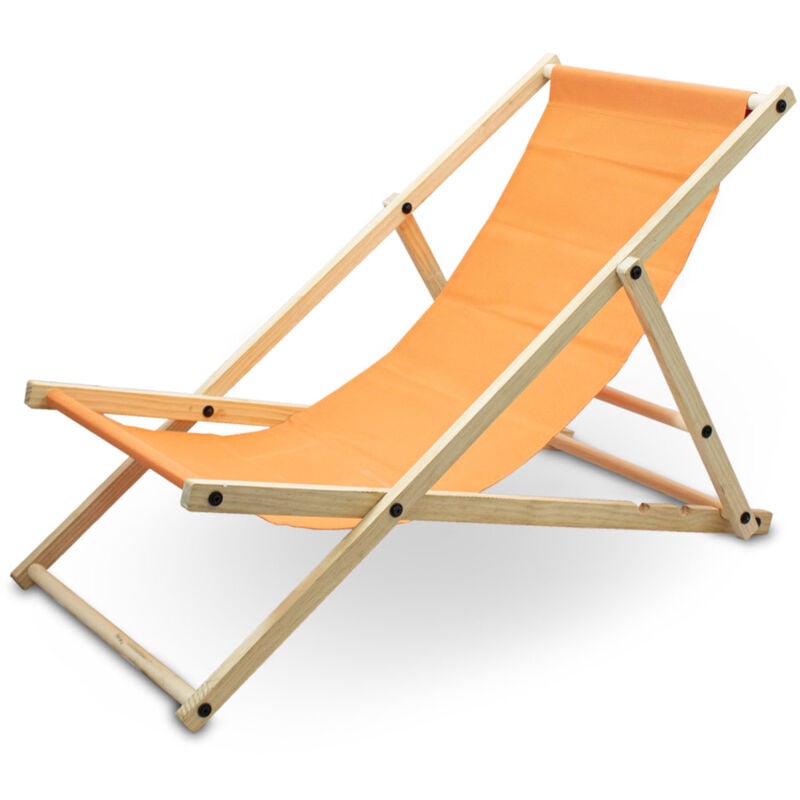 Liegestuhl Sonnenliege Gartenliege Holzliege Strandliegestuhl Campingstuhl Holz Klappbar (Orange)