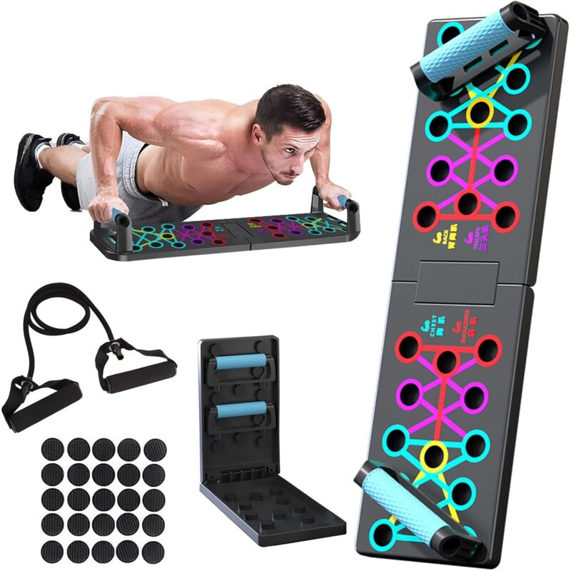 Liegestützbrettfür 12-in-1-Heim-Fitnessstudio, faltbares Liegestützbrett, Bodybuilding-Trainingsgerät, multifunktionales Trainingsgerät