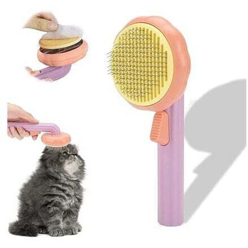 Lila, Hunde- und Katzenbürste, selbstreinigende Bürste gegen abgestorbene Haare für Katzen und Hunde, geeignet für Hunde und Katzen mit kurzem und
