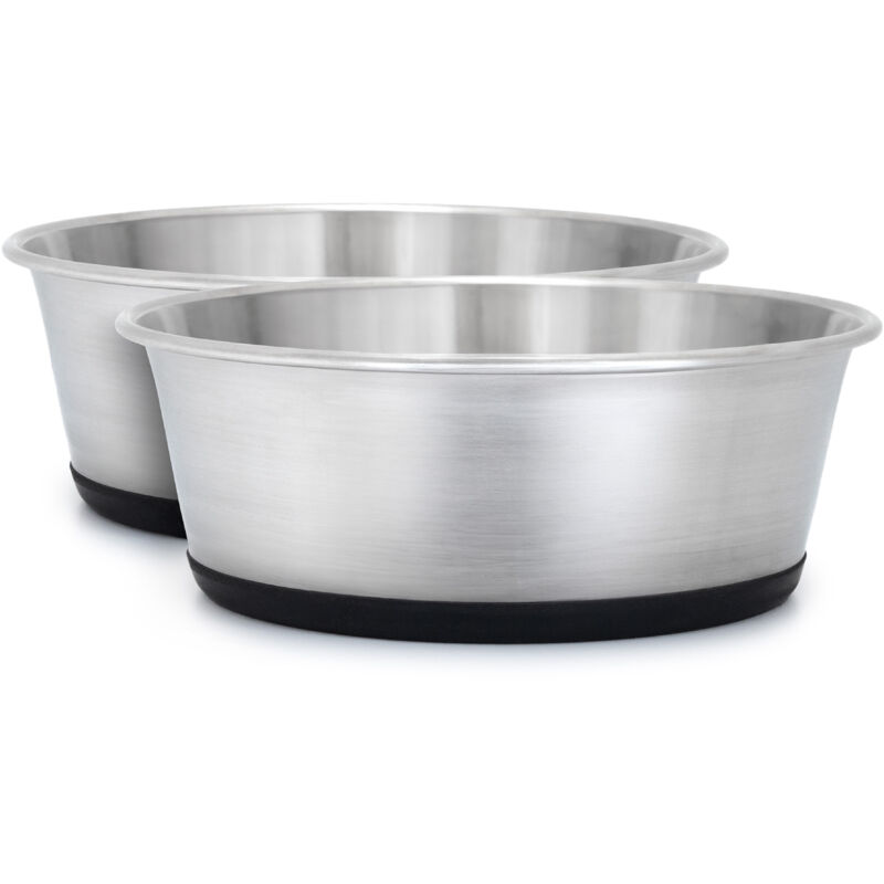 lionto 2er Set Futternapf aus Edelstahl, robuster, rutschfester Napf für Hunde & Katzen, spülmaschinengeeignet & geruchlos, 950 ml