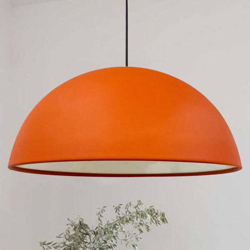 Lipeo Industrielle Pendelleuchte aus Handbemaltem Orange Metall – Vintage-Kronleuchter E27 Ø50 cm für Wohnzimmer, Schlafzimmer oder Esszimmer